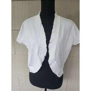 Say What? Women's White Short Sleeve Shrug Cardigan Size 2X Y2K Cover
